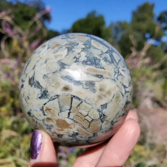 Ocean Ibis Jasper Brecciated Sphere Green Shades 490 grams 70mm